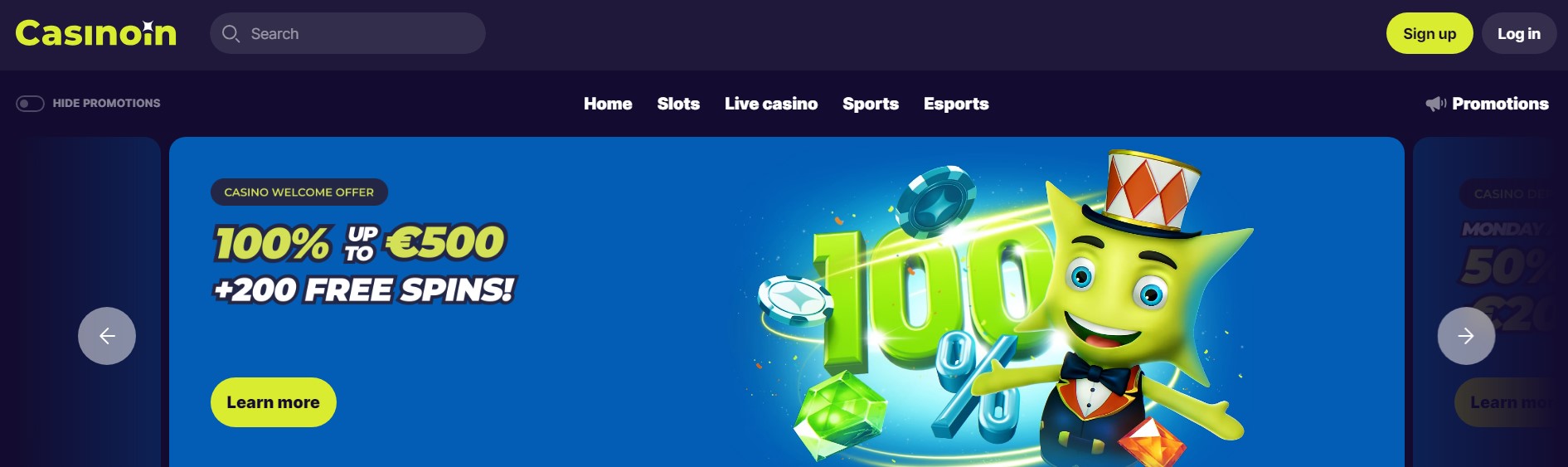 Ευνοϊκά μπόνους και προσφορές στο Casinoin casino 