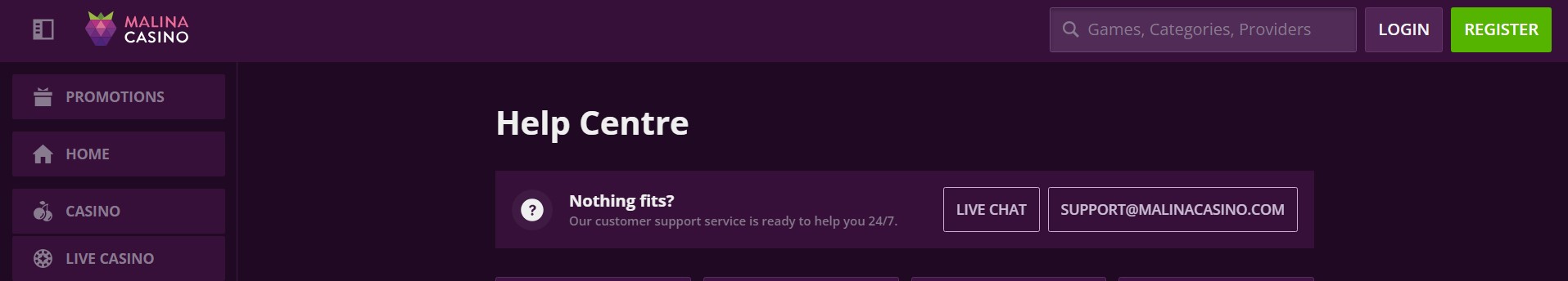 Malina: Υποστήριξη πελατών